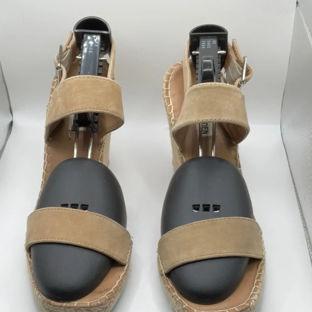 Steve Madden EUC Beige Leather Women's Heeled Sandals, Size 8.5